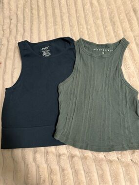 Aeropostale & JoCO  Green & blue Ribbed Tank Top - Women's XS cropped